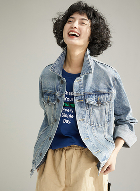 茉莉雅集土耳其全棉牛仔长袖夹克外套经典长袖女WWT04072
