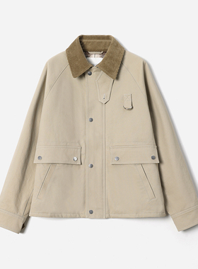 茉莉雅集巴恩风挺括全棉灯芯绒领夹棉廓形谷仓外套 WWT08074
