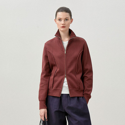 茉莉雅集城市户外复古元宝针日本棉立领卫衣式外套女 WWT07331