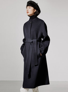 茉莉雅集H家谱写温柔旋律全羊绒双面呢圆领暗门襟大衣WDY05050