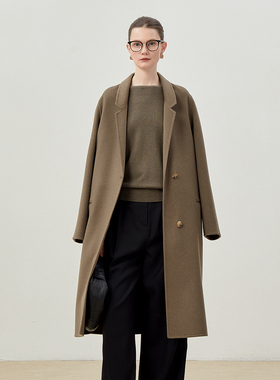 茉莉雅集 L*m@ire意大利羊毛羊绒双面呢复古西装领大衣WDY06069