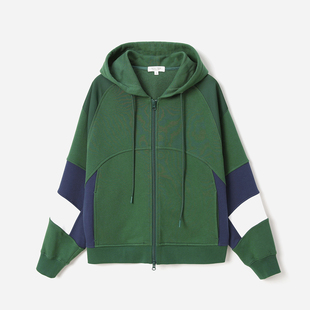 *茉莉雅集 日系复古运动风撞色拼色高支棉卫衣式外套女WWT07358