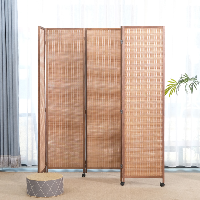 移动带滑轮屏风隔断折叠复古遮挡
