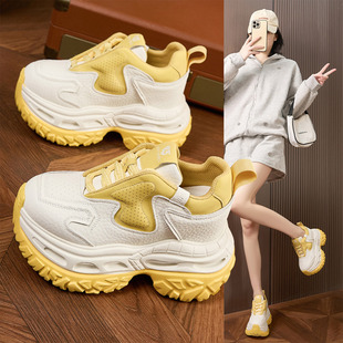 厚底老爹鞋女2026春季新款透气不闷脚松糕软底日常百搭休闲运动鞋