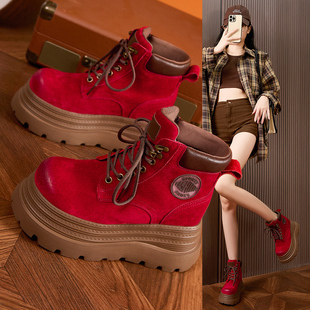 今年流行爆款 黄色马丁靴潮内增高9cm小个子舒适不累脚短棉靴 女鞋