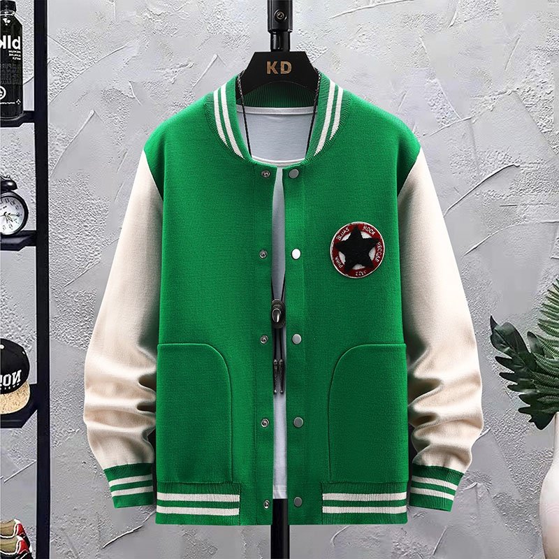 71925-P75秋季男装棒球服百搭潮流宽松棒球服夹克外套男图片