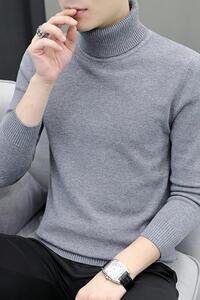 78003冬季高领针织衫男修身韩版时尚纯色套头内搭长袖毛图片
