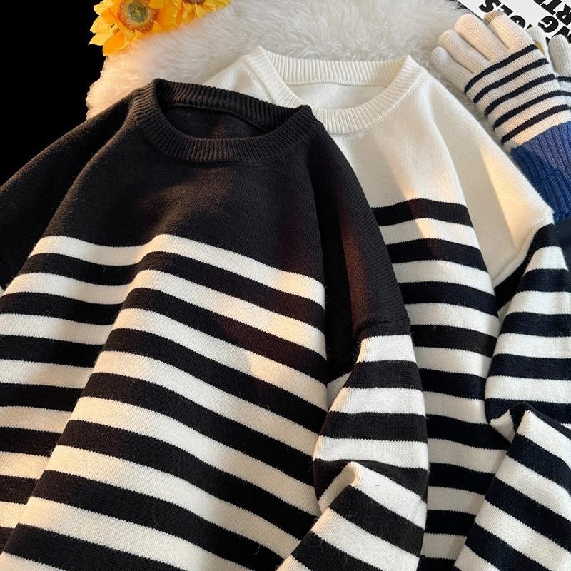 8301-特P55条纹毛衣男秋冬季加厚保暖线衣服男潮牌打底针织衫,男装针织衫/毛衣,电商D310B
