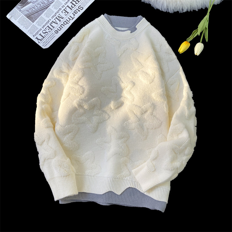 68272-P70毛衣男宽松慵懒ins港风新款圆领针织衫韩版秋冬加厚，男装针织衫/毛衣，电商D310B