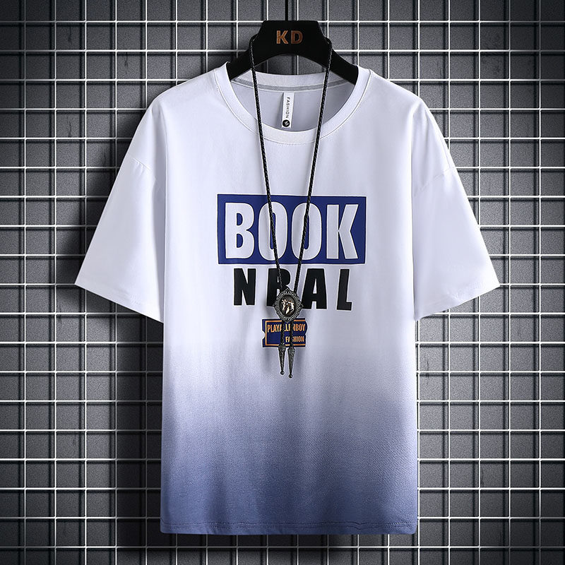 83326-P38短袖t恤男夏季潮牌渐变五分半袖大童宽松衣服青少年体恤,男装T恤,电商D310B