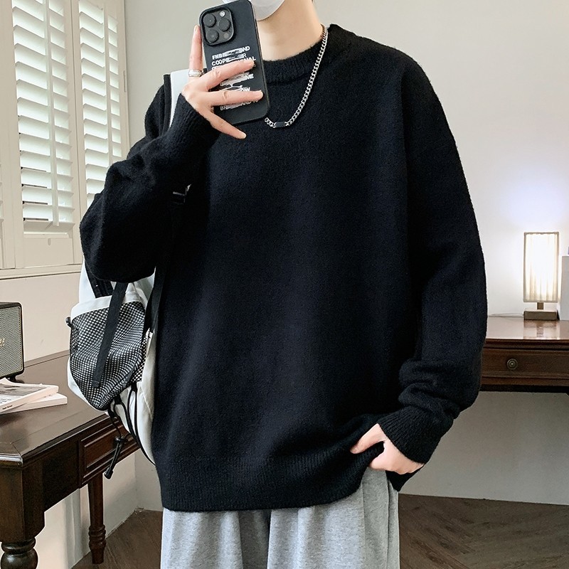 84766-P50秋冬休闲圆领纯色圆领毛衣男针织打底衫,男装针织衫/毛衣,电商D310B