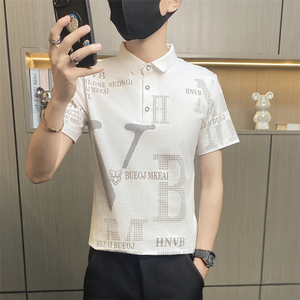 PL011-特P35男衬衫领polo衫青年潮翻领短袖T恤男士修身打底汗衫图片
