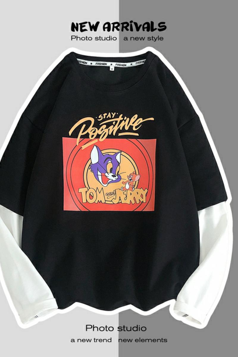 8518-P45情侣秋装新款卡通涂鸦印花卫衣学生宽松外套班服潮流,男装卫衣,电商D310（原电商305）