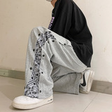 gsy712-特P30美式高街排扣裤男薄款潮牌宽松直筒阔腿休闲长裤子，男装休闲裤，电商D310B