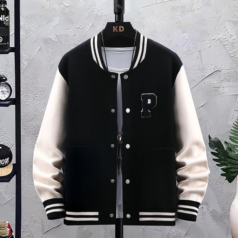71921-P75棒球服夹克男秋季新款美式复古植绒外套潮牌宽松慵懒风图片
