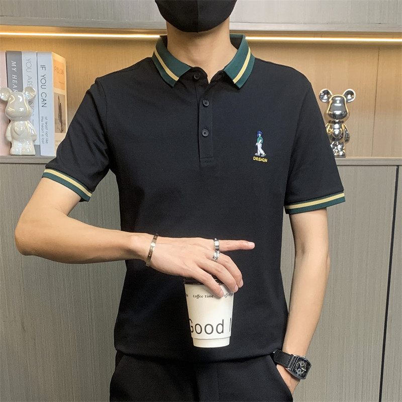 PL3067-特P35社会小伙翻领短袖t恤男潮牌衫韩版修身潮流图片