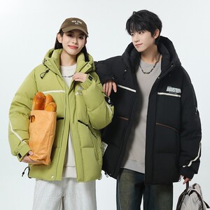 79009-特P258情侣加厚羽绒服港风休闲男装外套青年学生连帽大码图片