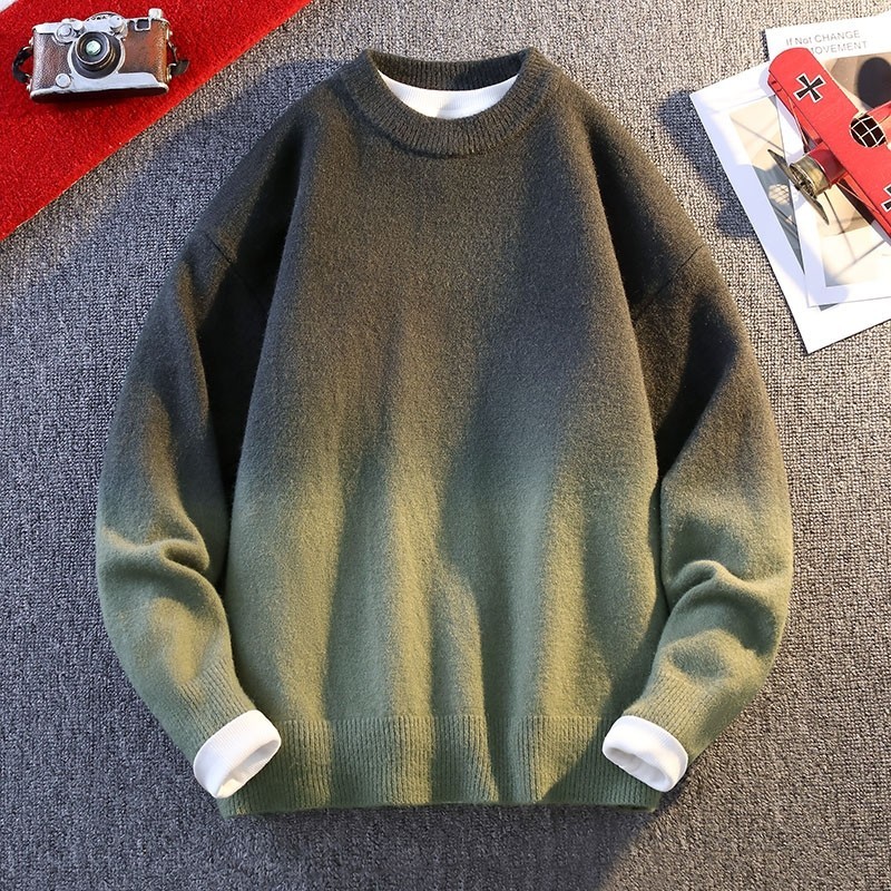 84784-P60美式复古渐变色毛衣男秋冬新款撞色高级感慵懒针织衫,男装针织衫/毛衣,电商D310B