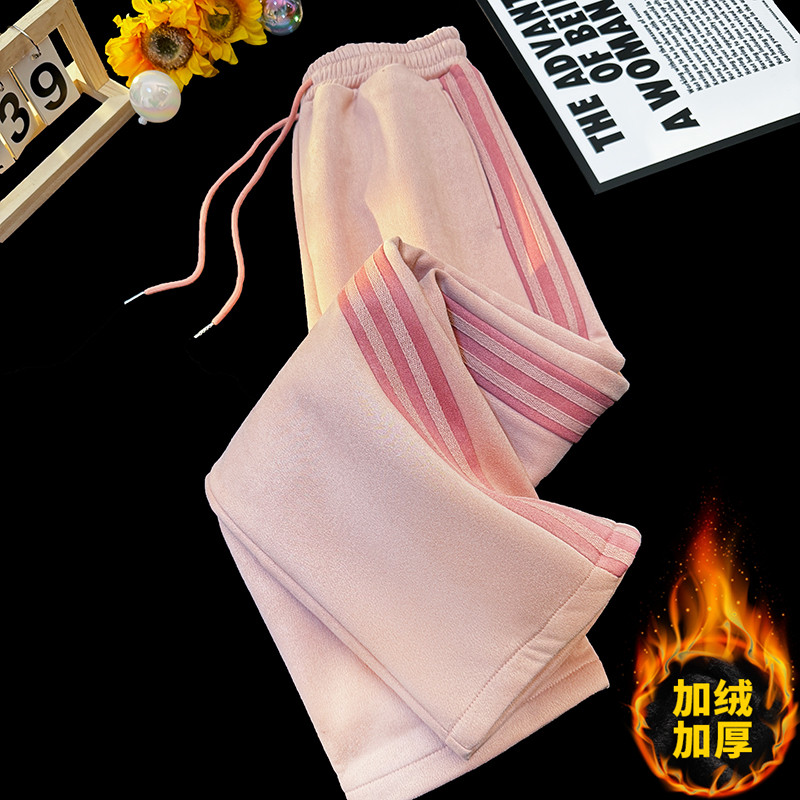 K2732特P45男款秋冬季宽松垂感潮牌美式卫裤运动休闲加绒加厚长裤,男装休闲裤,电商D310B