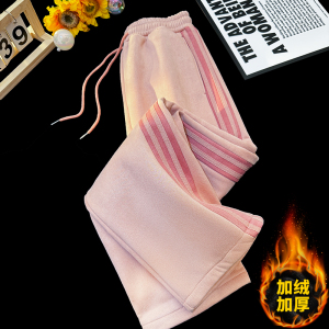 K2732特P45男款秋冬季宽松垂感潮牌美式卫裤运动休闲加绒加厚长裤图片