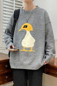 83931-P50 秋冬新款休闲毛衣男长袖针织衫 港风宽松毛衣打底衫图片