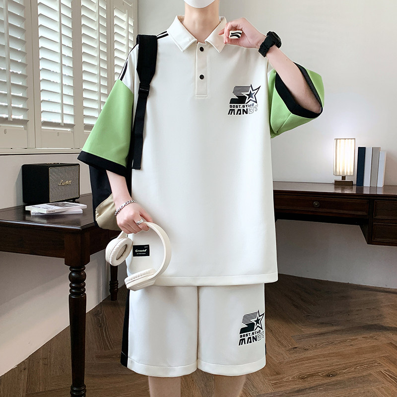 TZ24362-特P55潮流短袖t恤男夏季青少年休闲穿搭衫运动套装图片