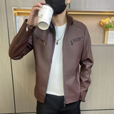 JK69-P75控108社会小伙皮衣男士外套潮牌休闲机车立领皮夹克，男装皮衣，电商D310B