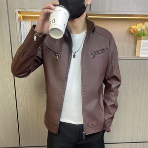 JK69-P75控108社会小伙皮衣男士外套潮牌休闲机车立领皮夹克图片