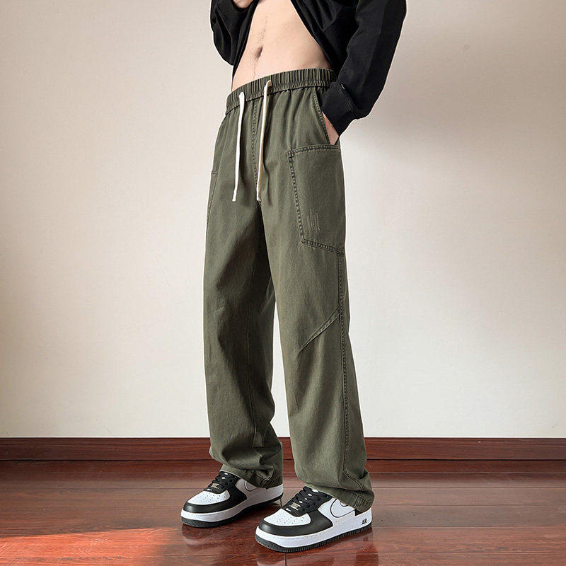 GSY5075-P55纯棉水洗休闲裤美式高街宽松直筒阔腿长裤男,男装休闲裤,电商D310B