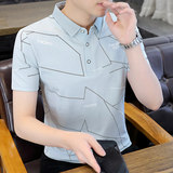 83017-P35男士衫短袖T恤潮流男装翻领夏季2024年新款有领纯棉，男装T恤，电商D310B