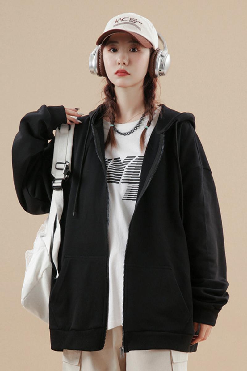 现货得物二开GSY9916-特P33纯色开衫卫衣男女oversize宽松宽松外,男装卫衣,电商D310B