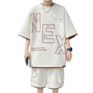 84306-P55青少年冰丝短袖运动套装t恤初高中学生男装宽松潮牌图片