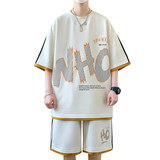 84307-P55青少年男士套装帅气夏季潮流初中高中学生夏装运动服，男装T恤，电商D310B