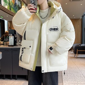 79006-特P258羽绒服男冬季新款90白鸭绒连帽纹理感面包服加厚外套图片