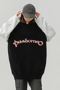 2902-P50慵懒风连帽马甲男春秋美式无袖毛衣坎肩日系外套图片