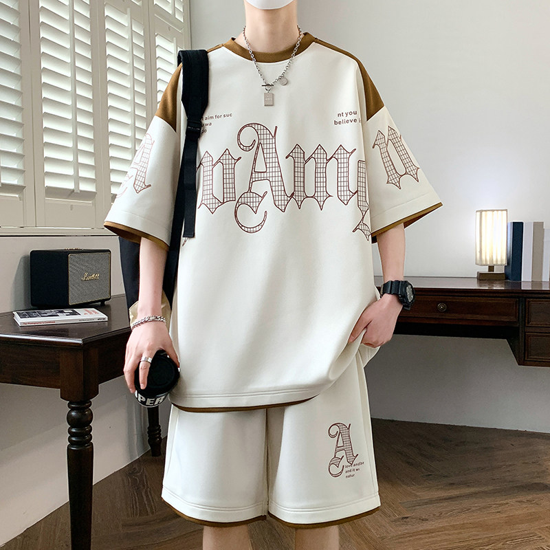 84304-P55初中生夏装青少年男装帅气学生潮流套装高中生t恤男短袖,男装T恤,电商D310B