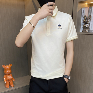 PL033-P40控65夏季Polo衫男士短袖T恤小熊刺绣翻领透气男潮t恤图片
