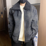68802-P208冬装羊羔毛港风棉衣皮毛一体港风宽松大码夹克男外套，男装夹克，电商D310B
