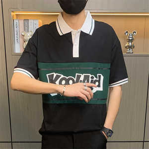 PL063-P40学生polo衫男款短袖修身潮流t恤高级感痞帅潮牌带领图片