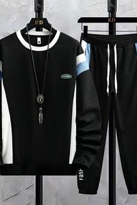 7823-P70卫衣休闲运动套装男士2023春秋季新款假两件潮牌衣服