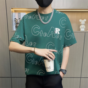 TX160-P40男士t恤短袖夏季潮牌字母印花宽松圆领上衣男士休闲体恤图片