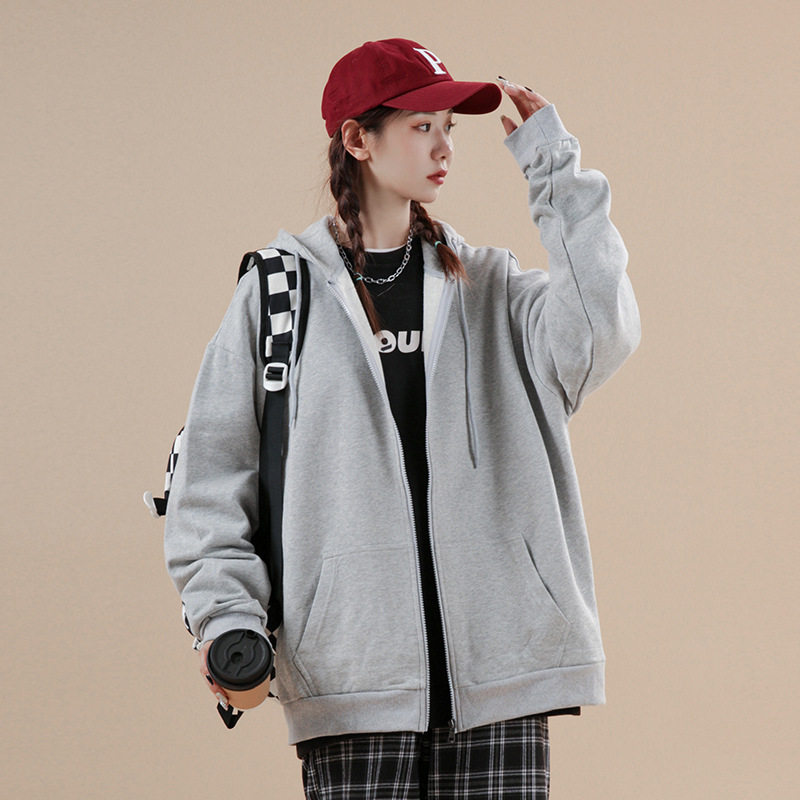 现货得物二开GSY9916-特P33纯色开衫卫衣男女oversize宽松宽松外,男装卫衣,电商D310B