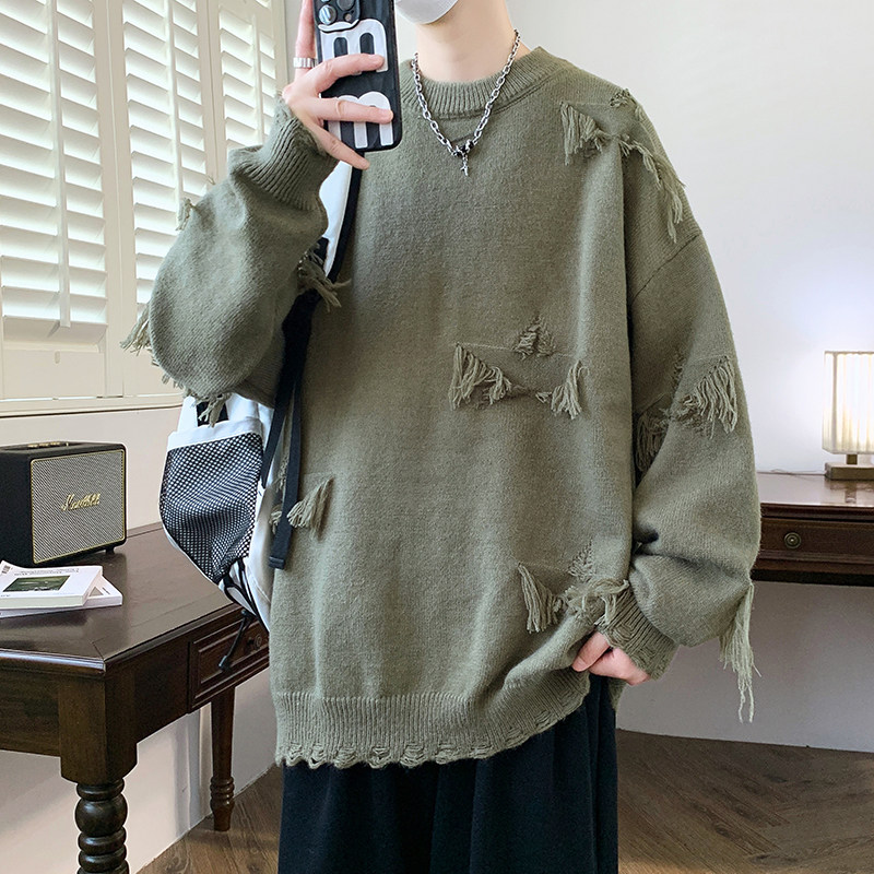 84655-特P50秋冬新款休闲毛衣男长袖针织衫美式破洞打底衫,男装针织衫/毛衣,电商D310B