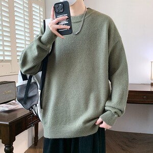 84766-P50 秋冬休闲圆领纯色圆领毛衣男针织打底衫图片