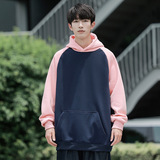光板二开GSY966-特P31撞色插肩袖宽松男连帽休闲套头落肩卫衣外套，男装卫衣，电商D310B