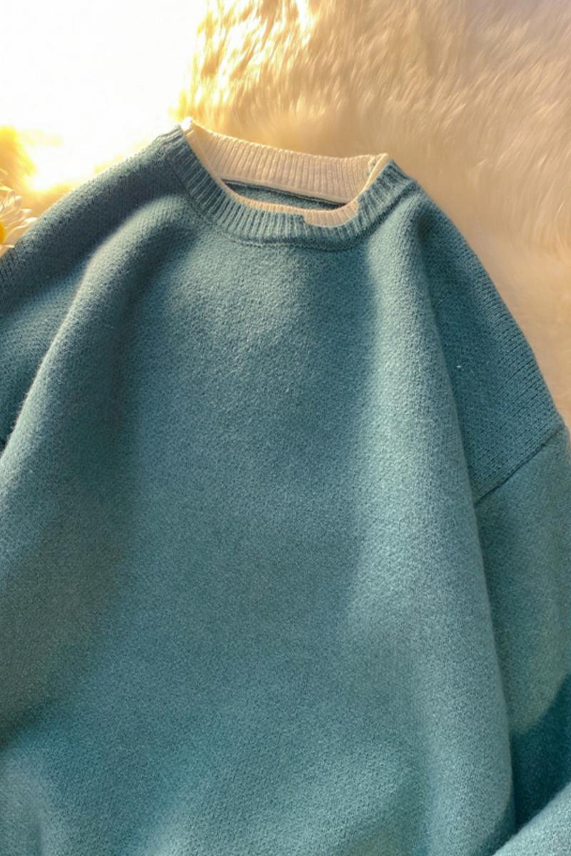 Y601撞色圆领毛衣男秋冬宽松生套头针织衫,男装针织衫/毛衣,电商D310（原电商305）