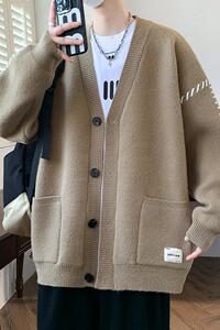 84871-P65秋冬新款针织开衫毛衣男外套港风宽松外套图片