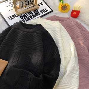 M3020-特P68破洞毛衣男士冬季新款麻花毛线衣圆领慵懒百搭宽松图片