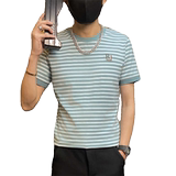 TX158-P35夏季男圆领短袖社会小伙潮流紧身体桖精神修身条纹t恤，男装T恤，电商D310B