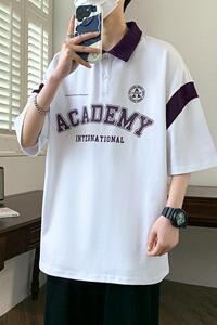 84068-P40polo衫短袖男士夏季青少年学生半袖ins港风百搭潮牌t恤图片